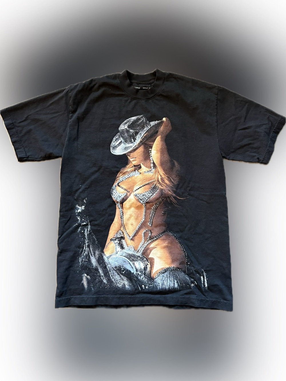 Beyoncé Renaissance World Tour 2023 Black Graphic with Silver Cowboy Print
